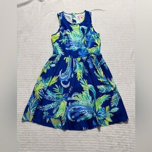 Lilly Pulitzer Blue and Green Tropical Midi Dress